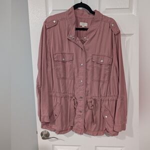 Loft Plus Mauve Pink Utility Jacket with Drawstring Waist in Size 22